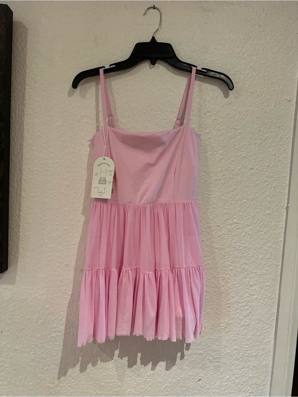 Pink Mini Tiered ballerina style dress with Spaghetti Straps